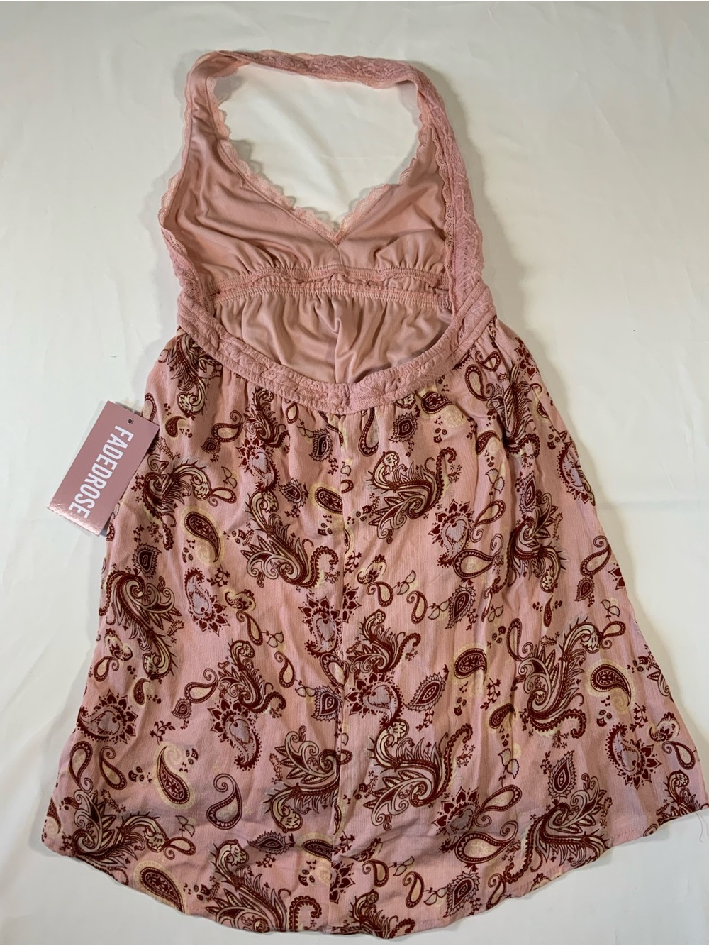 Faded Rose Paisley Halter dress - Pink